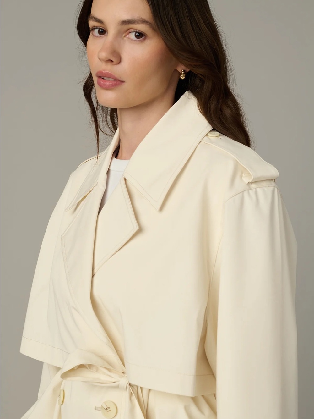 Joe's Jeans Cream Belted Boyfriend Coat - Picture 4 of 6